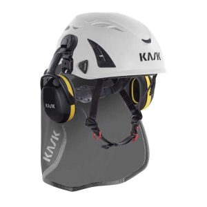 Niskasuojus Plasma harmaa kuulosuojainten kanssa